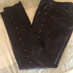 LEATHER STUDDED BLACK PANTS